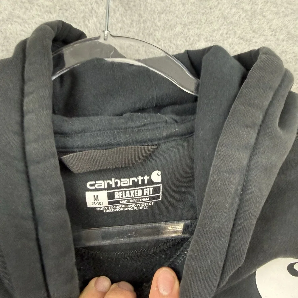 Carhartt Hoodie Sweatshirt Womens Medium Black Relaxed Fit Workwear Spellout - Picture 4 of 9